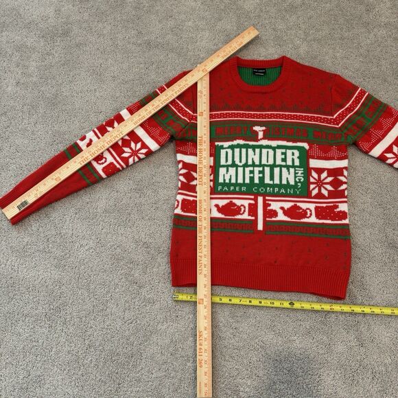 The Office Dunder Miffin Red Christmas Ugly Sweater Size M - Picture 2 of 6
